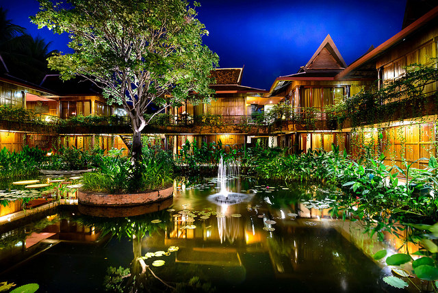 Garten, Angkor Village Hotel, Siem Reap, Kambodscha Reisen