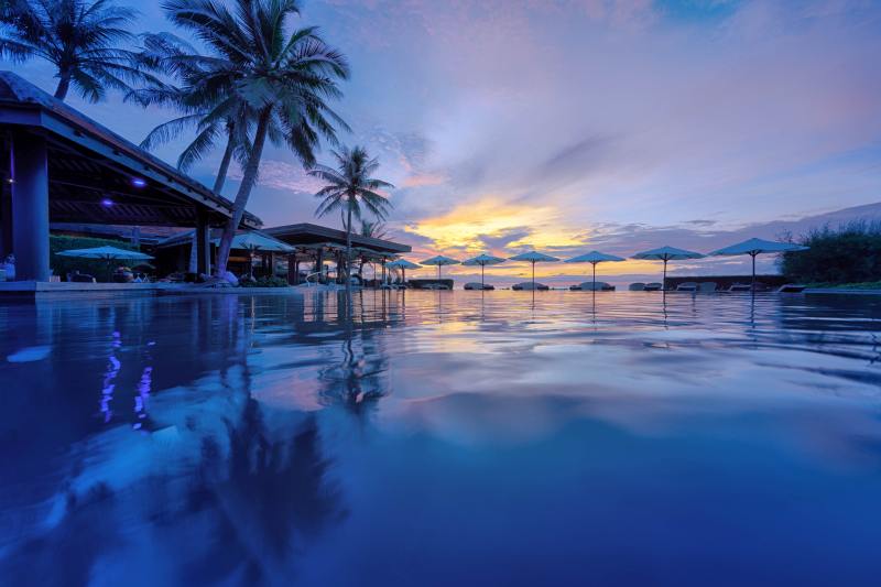 Pool Sonnenuntergang, Anantara Mui Ne Resort, Phan Thiet, Vietnam Rundreise