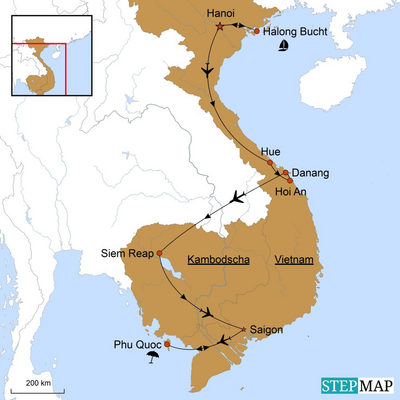 Reiseverlauf Familienabenteuer - Auf Schatzsuche in Vietnam und Kambodscha, Vietnam Kambodscha Reise