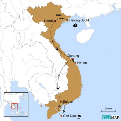 Karte zur Vietnam Luxusreise - Vietnam in Style