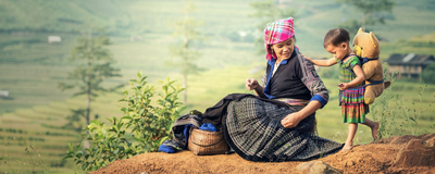 Hmong Familie im Hochland von Vietnam, Vietnam Reisen, Minderheiten 