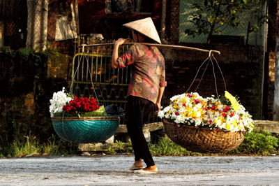 Marktfrau in Hanoi, Vietnam Reise