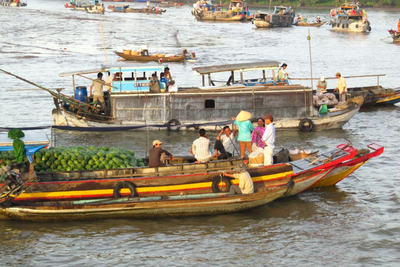 Schwimmender Markt in Cai Rang, Mekong Delta, Vietnam Naturreise