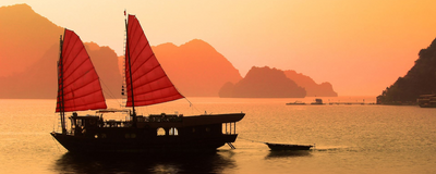 Segelschiff in der Halong Bucht, Vietnam Reise