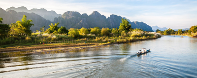 Song Fluss in Vang Vieng, Laos Reisen
