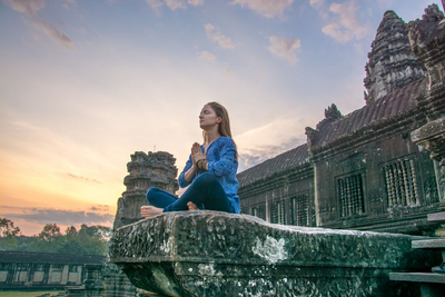 Yoga, Angkor Wat, Kambodscha Vietnam Reise 