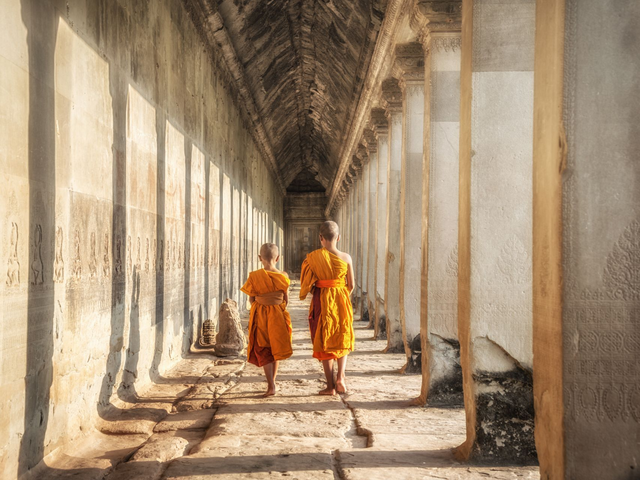 Mönche, Angkor Wat, Kambodscha Reise