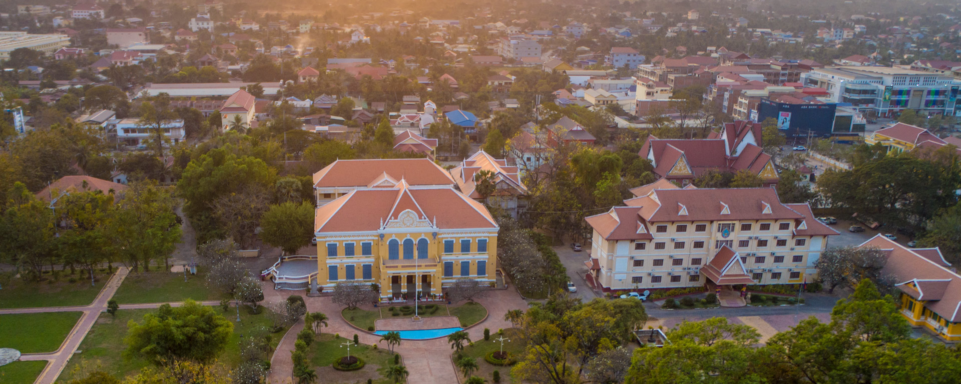 Battambang, Stadt Kambodscha, Luftansicht auf die Governors Residence