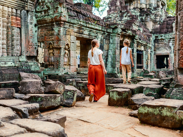 Familie in Kambodscha, Preah Khan, Vietnam Kambodscha Reise